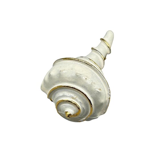 Vintage Coro Seashell Brooch Pin White & Gold Tone Nautical Jewelry Collectible - Picture 1 of 7